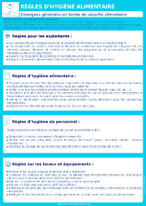 Affichage règles d'hygiène alimentaire