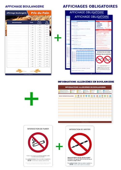 Pack tous les affichages obligatoires inclus SPÉCIAL BOULANGERIES