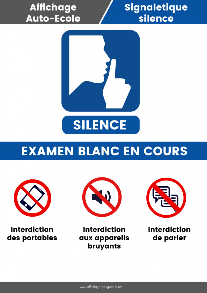 Affichage signalétique silence - Auto-école