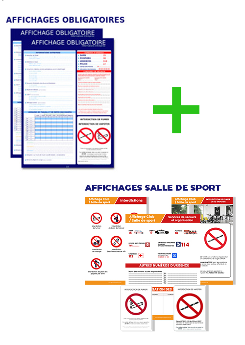 Pack tous les affichages obligatoires inclus SPECIAL SALLE DE SPORT