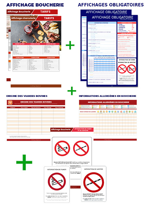 Pack tous les affichages obligatoires inclus SPÉCIAL Boucherie Charcuterie